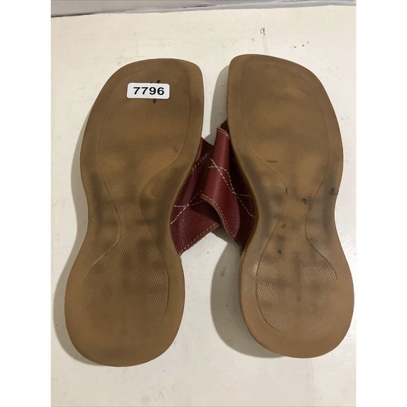 Biostep Women size 9 Red leather Comfy Walking Slides Sandals shoe Made In Spain - Picture 7 of 8